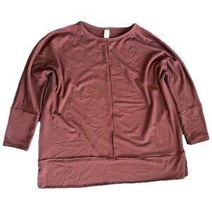 Spanx Perfect Length Dolman 3/4 Sleeve Pullover Top Sweatshirt Maroon Size Small
